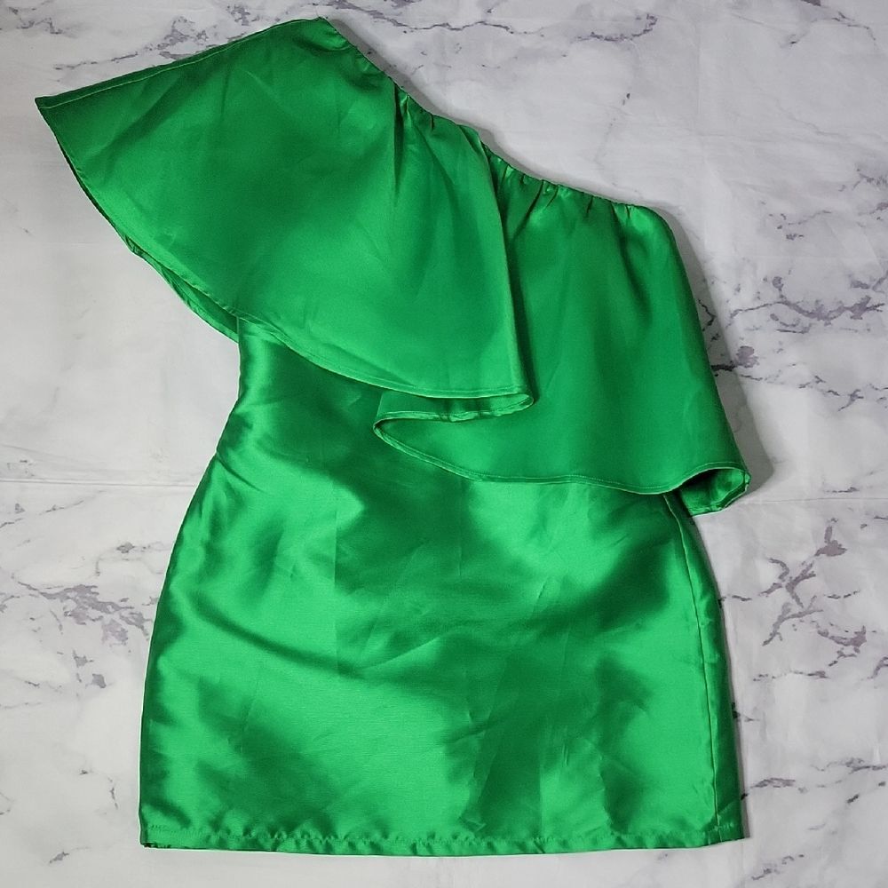 Nasty Gal Satin One-Shoulder Twill Mini Dress